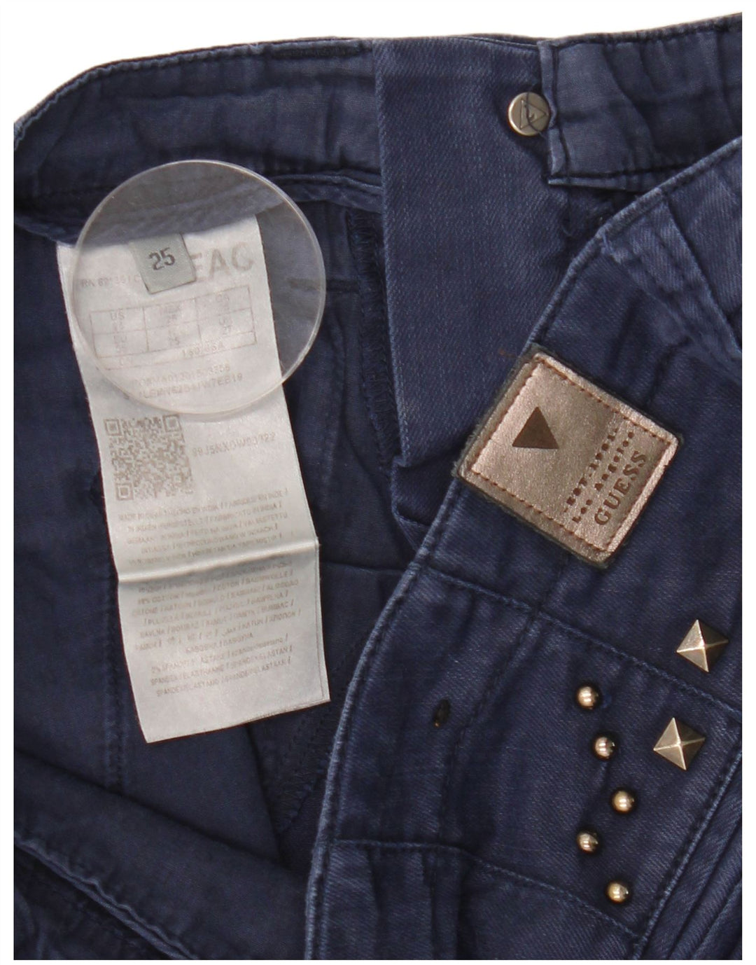 GUESS Womens Slim Jeans W27 L28 Navy Blue Cotton