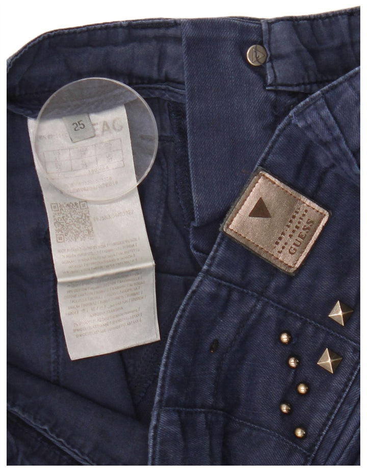 GUESS Womens Slim Jeans W27 L28 Navy Blue Cotton