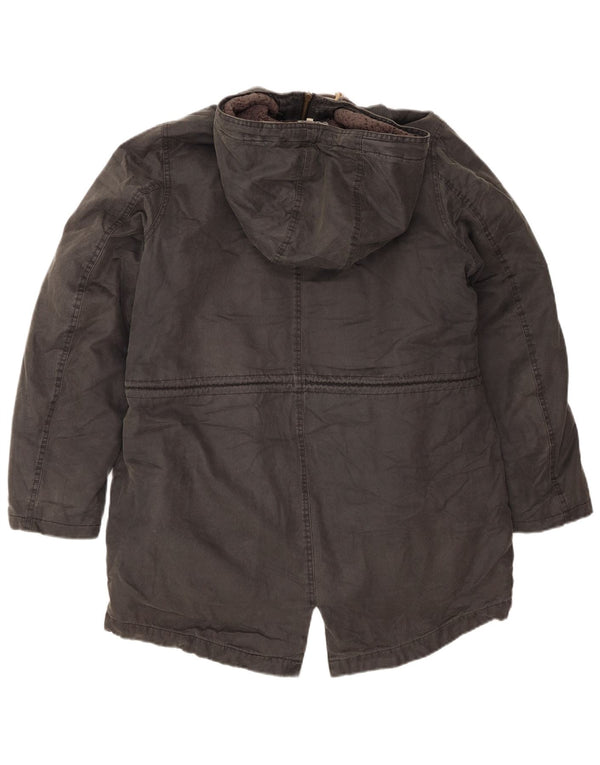 Fat Face Womens Hooded Parka Jacket UK 14 Large Grey Cotton