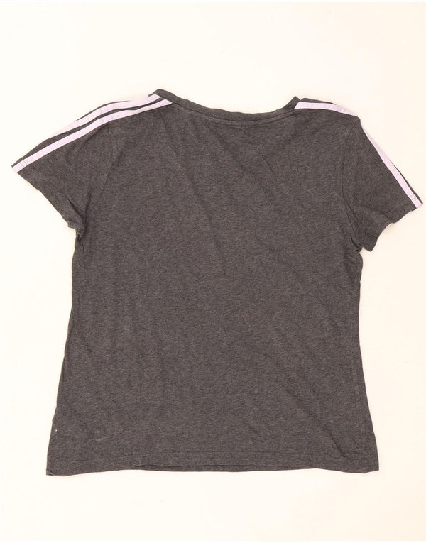 Adidas Womens T-Shirt Top UK 16/18 Large Grey Cotton