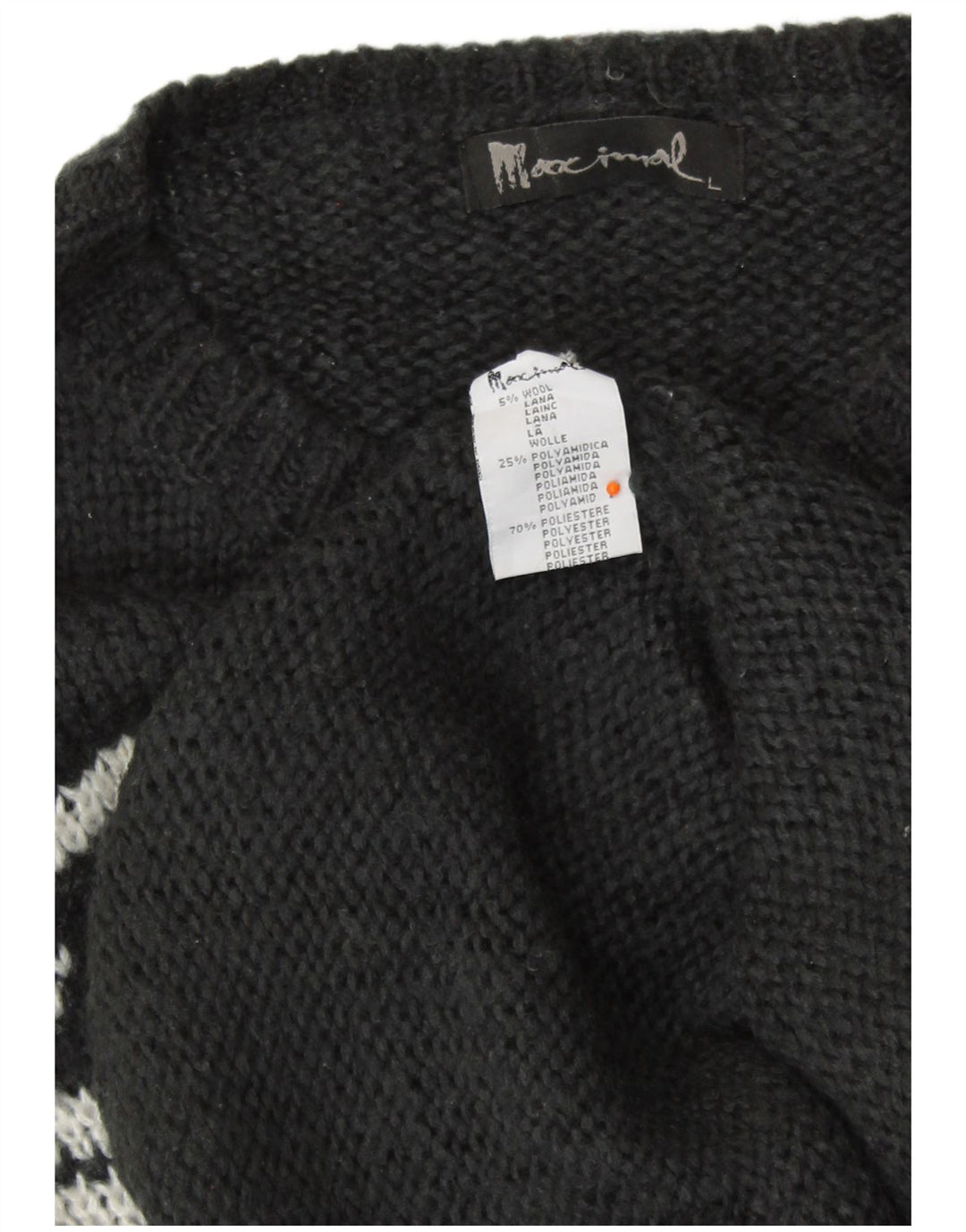 VINTAGE Womens Crew Neck Jumper Sweater UK 16 Large Black Fair Isle Wool