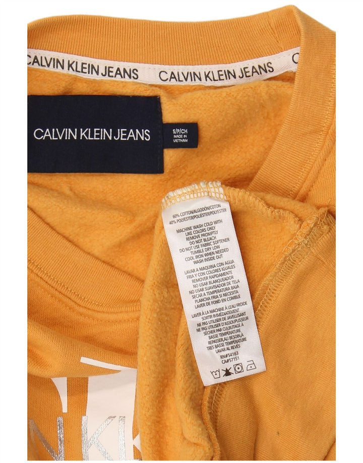 Calvin Klein Jeans Womens Oversized Sweatshirt Jumper UK 10 Small Yellow