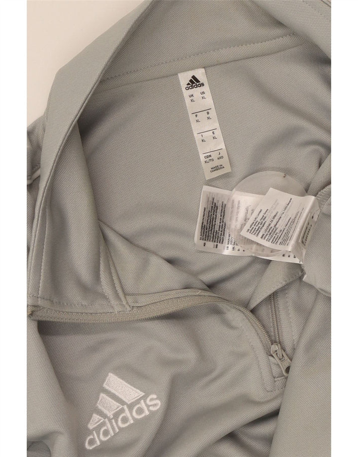 ADIDAS Mens Aeroready Zip Neck Pullover Tracksuit Top XL Grey Polyester