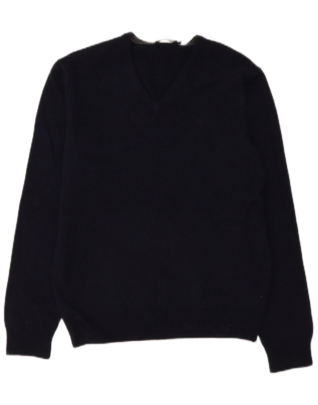 Hackett Mens V-Neck Jumper Sweater Medium Navy Blue Lambswool