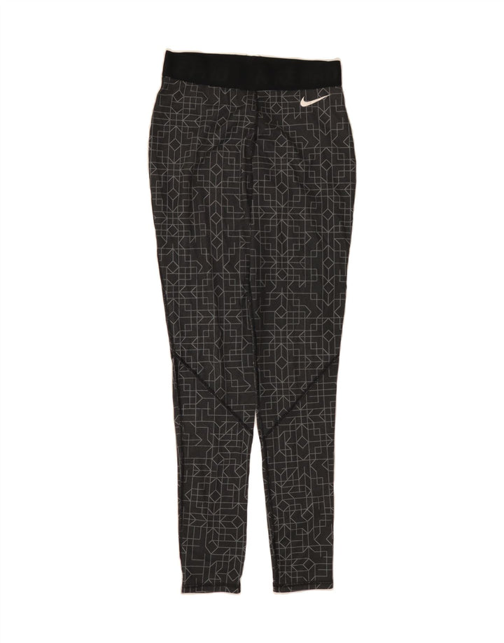 NIKE Womens Dri Fit Leggings UK 8 Small  Black Geometric Polyester Vintage Nike and Second-Hand Nike from Messina Hembry 