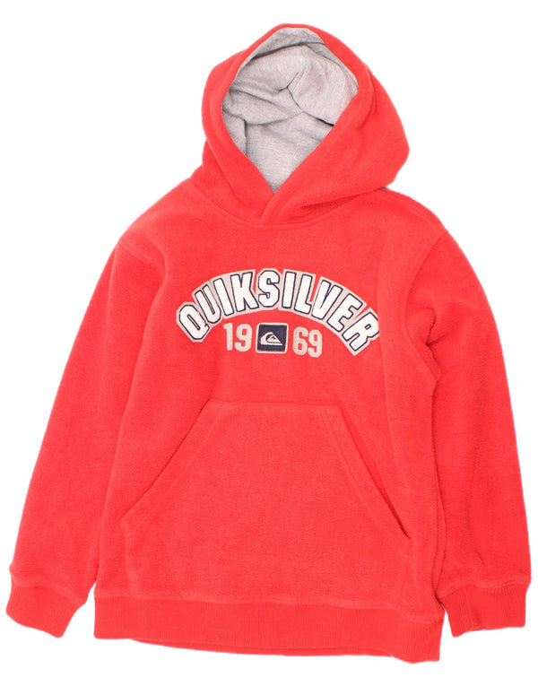 Quiksilver Boys Graphic Hooded Fleece Jumper 9-10 Years Red Polyester