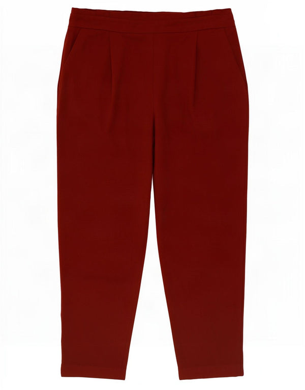 M&Co Womens High Waist Tapered Casual Trousers UK 16 Large W34 L27 Burgundy