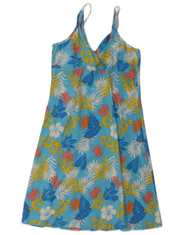 Vintage Womens Slip Dress UK 20 2XL Blue Floral Cotton