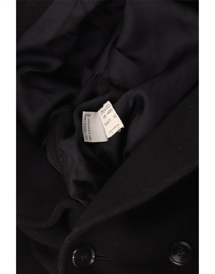 VINTAGE Mens Double Breasted Coat UK 42 XL Navy Blue Wool