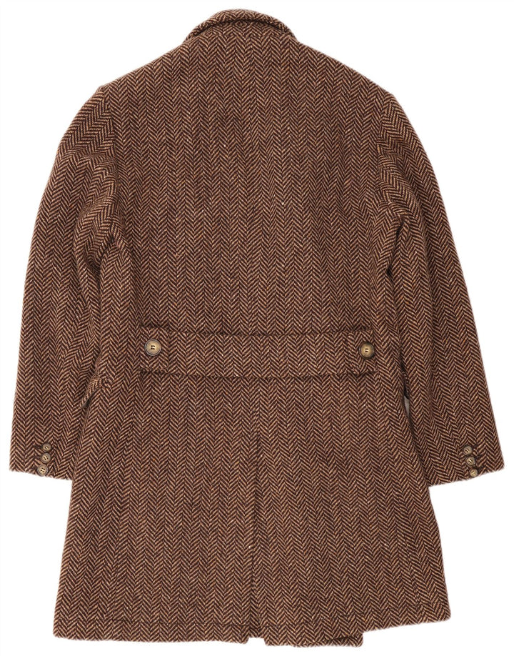 Chinook Mens Double Breasted Coat IT 48 Medium Brown Herringbone