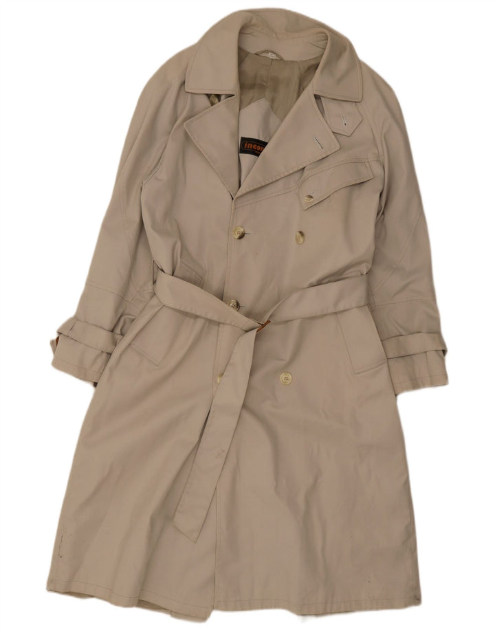Incom Mens Double Breasted Trench Coat IT 48 Medium Grey