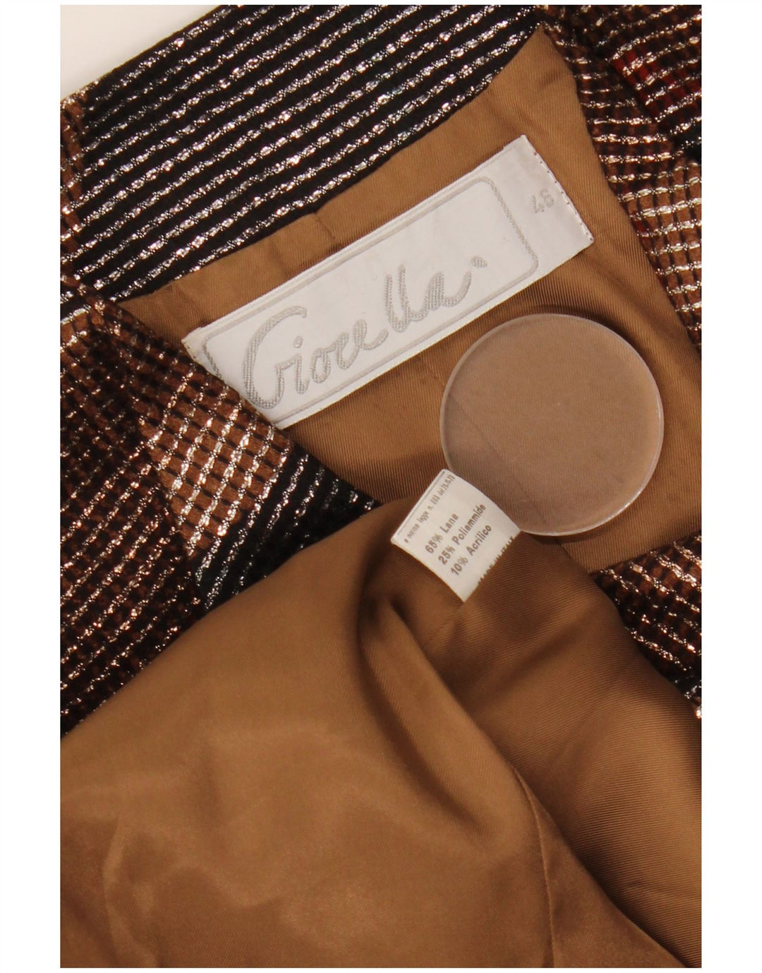 VINTAGE Womens 1 Button Blazer Jacket IT 46 Large Multicoloured Geometric