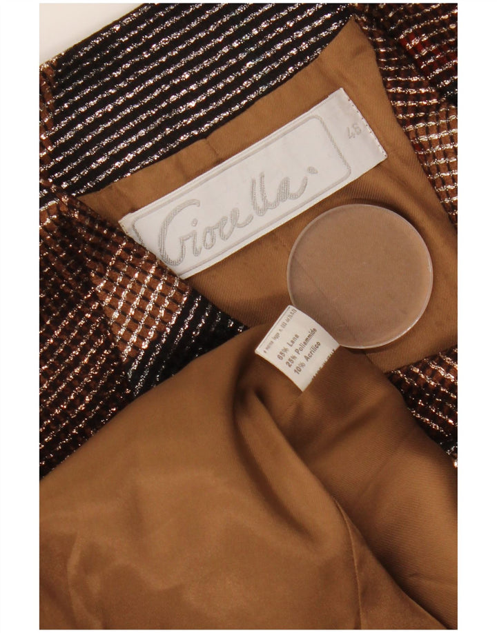 VINTAGE Womens 1 Button Blazer Jacket IT 46 Large Multicoloured Geometric