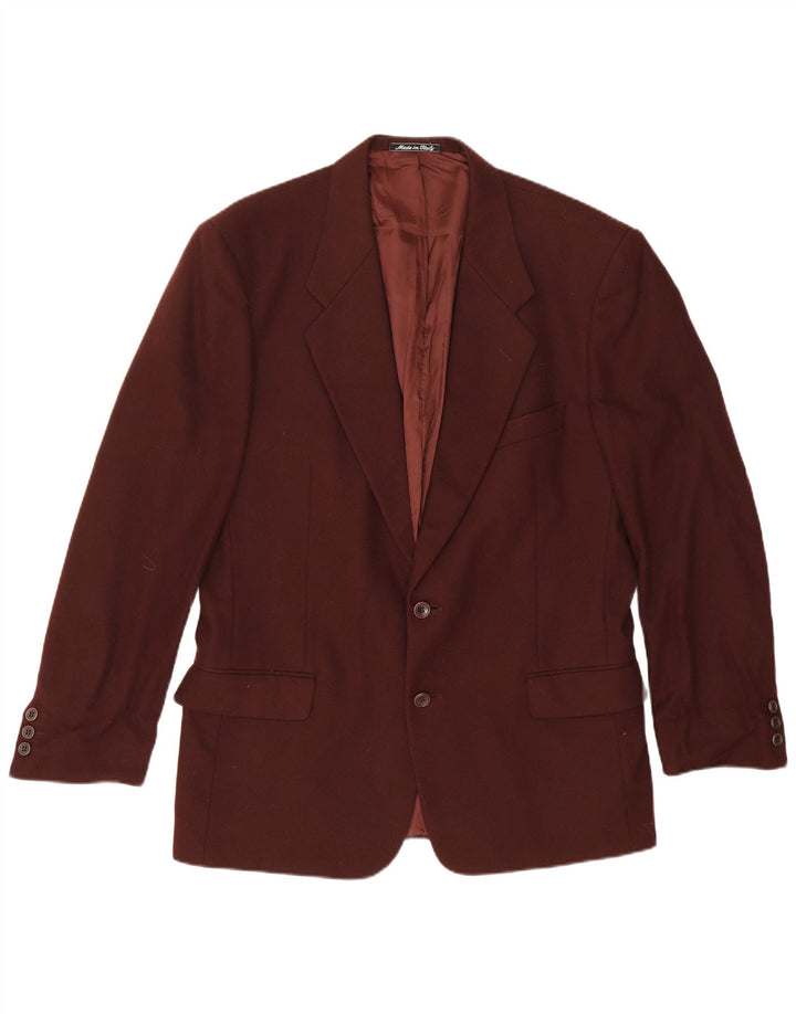 Facis Mens Longline 2 Button Blazer Jacket IT 52  XL Burgundy Virgin Wool