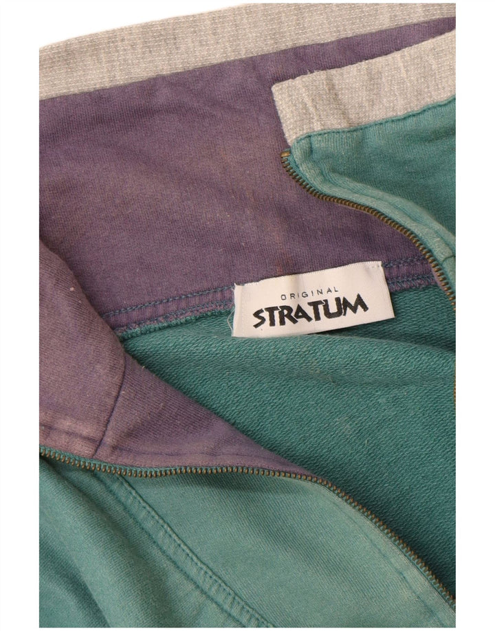 Vintage Mens Loose Fit Graphic Sweatshirt Jumper Medium Green Striped