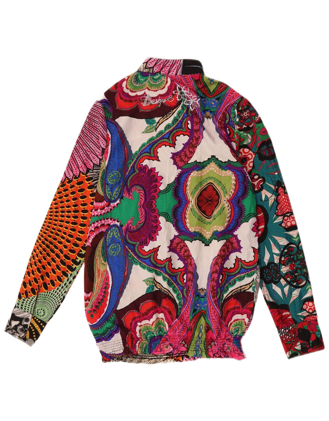 Desigual Womens Pullover Shirt Blouse UK 10 Small Multicoloured Patchwork