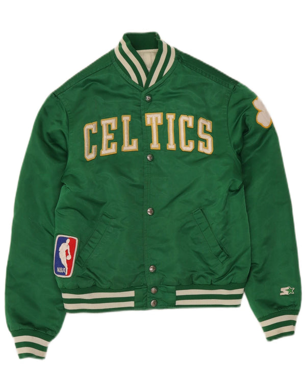 STARTER Boys Celtics Graphic Bomber Jacket 9-10 Years Medium Green Nylon