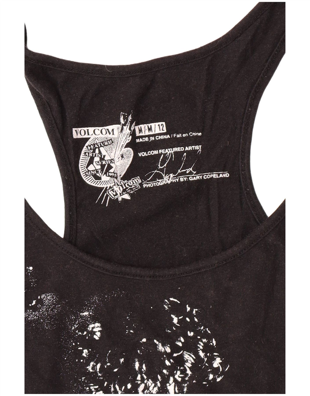 Volcom Womens Graphic Vest Top UK 12 Medium Black Rock