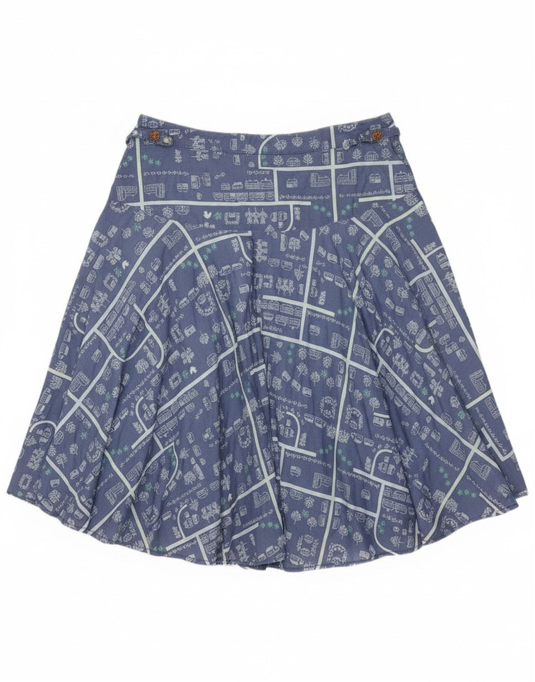 White Stuff Womens Graphic A-Line Skirt UK 12 Medium W30 Blue Cotton