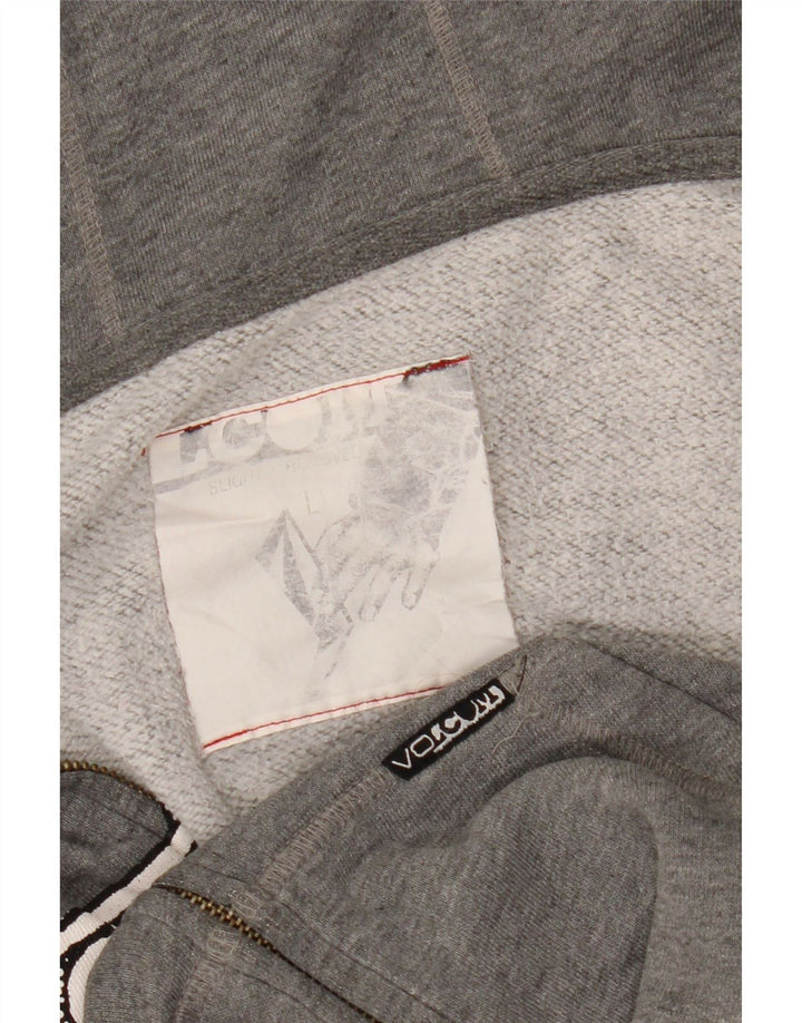 VOLCOM Womens Graphic Zip Hoodie Sweater UK 16 Large Grey