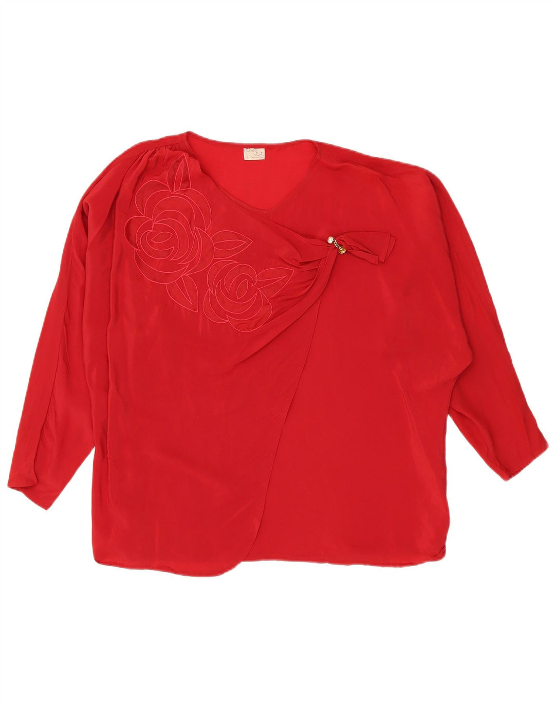 Vintage Womens Loose Fit Blouse Top IT 42 Medium Red Acetate