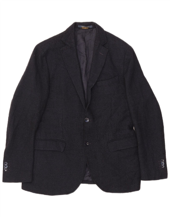 Massimo Dutti Mens 2 Button Blazer Jacket EU 48 Medium Navy Blue Wool