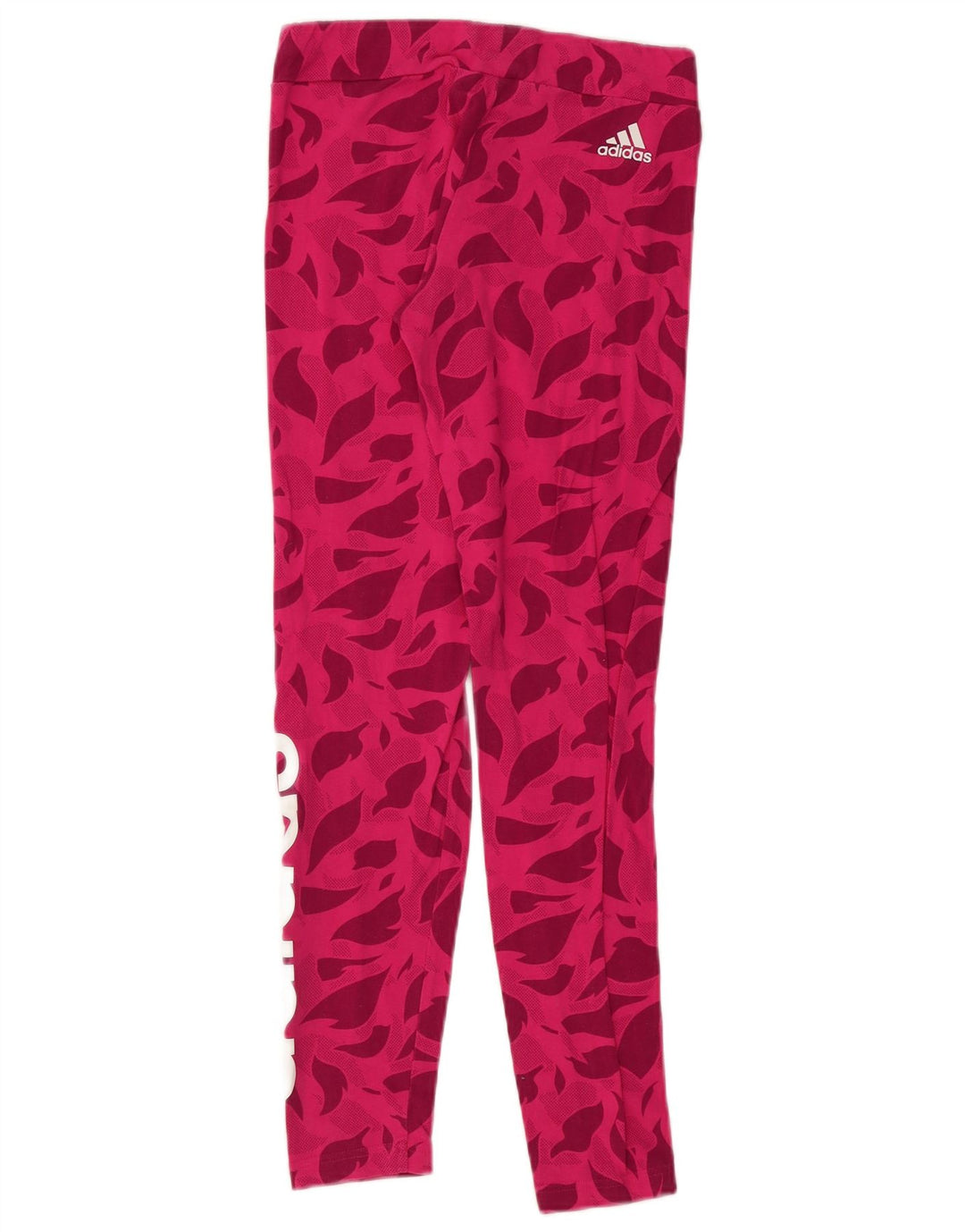 ADIDAS Girls Graphic Leggings 14-15 Years Pink Floral Cotton