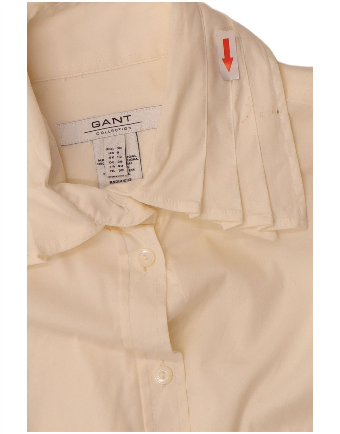 Gant Womens Shirt UK 12 Medium  Off White Cotton