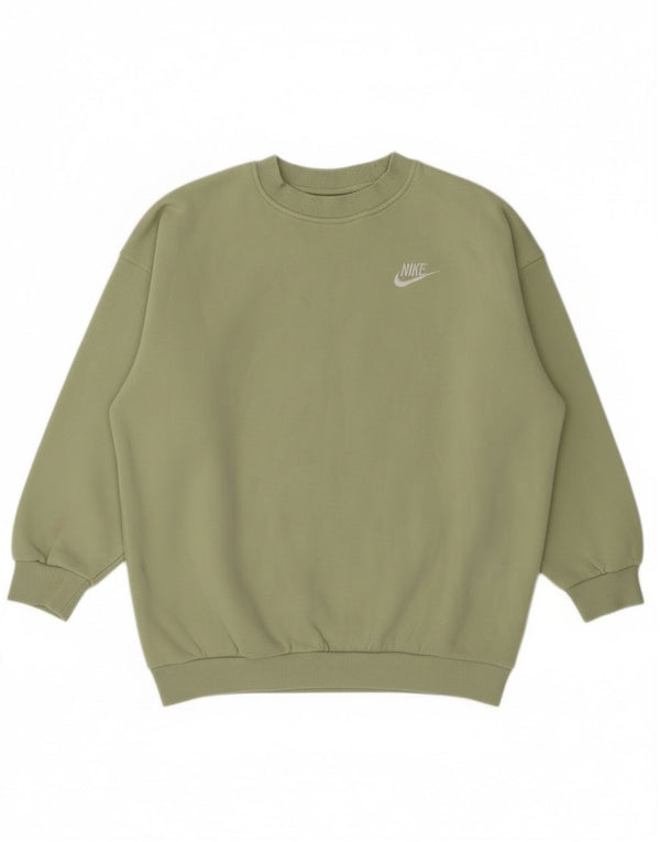 Nike Girls Sweatshirt Jumper 10-11 Years Medium Green Cotton