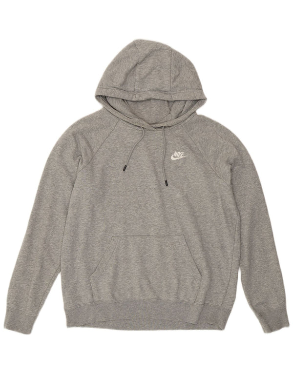 NIKE Womens Hoodie Jumper UK 14 Medium Grey Cotton