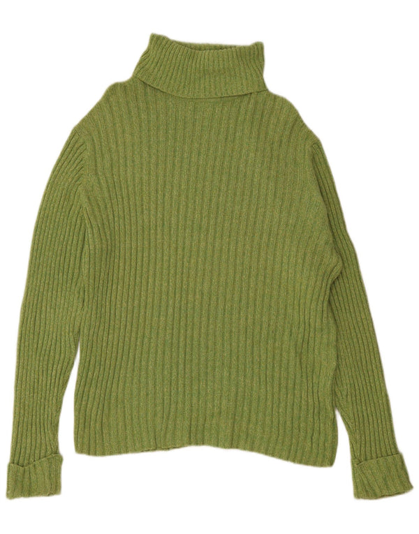 EDDIE BAUER Womens Roll Neck Jumper Sweater UK 18 XL Green Cotton