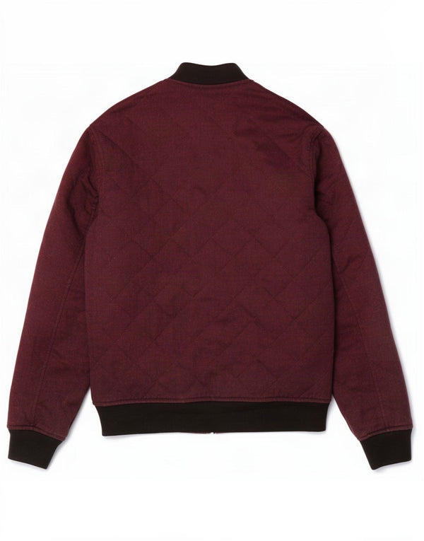 Zara Mens Bomber Jacket UK 36 Small Burgundy Colourblock Polyester