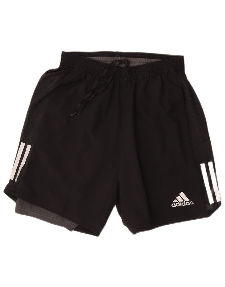 Adidas Mens Running Sport Shorts Small Black Colourblock Polyester