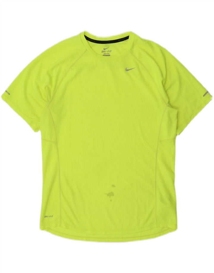 NIKE Mens Dri Fit T-Shirt Top Medium Yellow Polyester