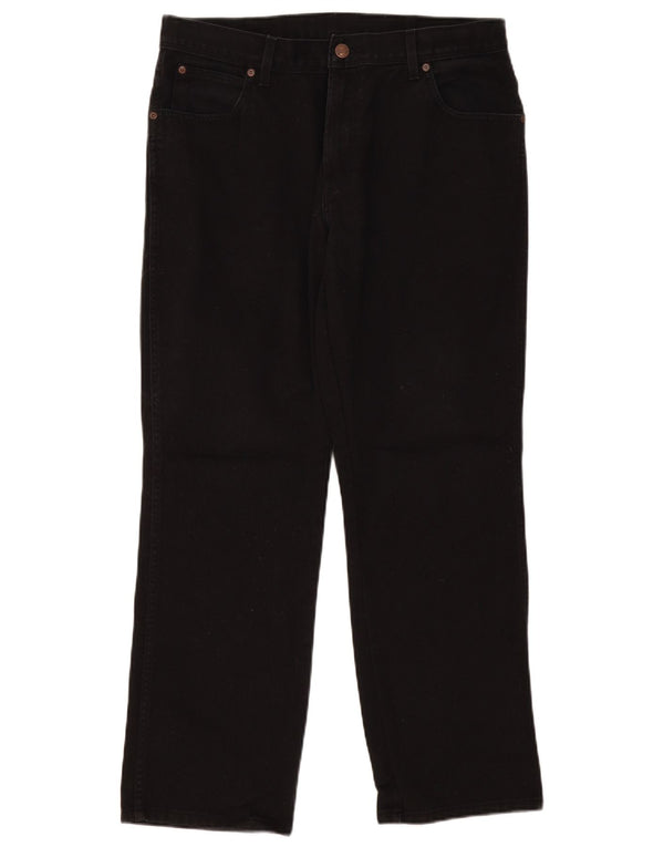 Wrangler Mens Regular Fit Straight Jeans W36 L30 Black Cotton