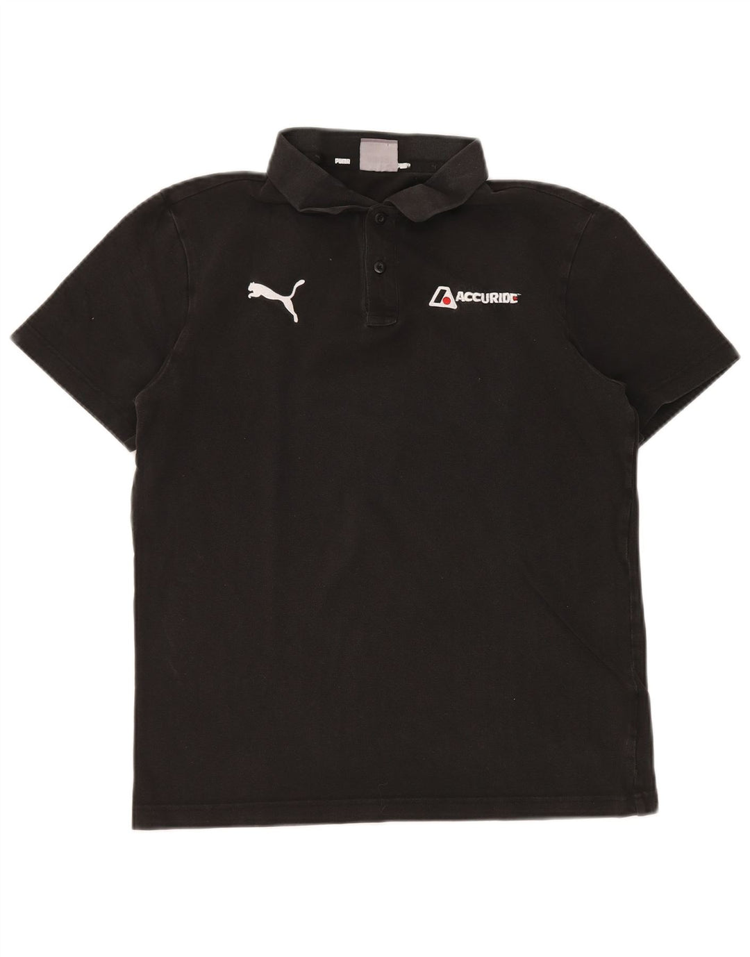 PUMA Mens Polo Shirt Medium Black Cotton