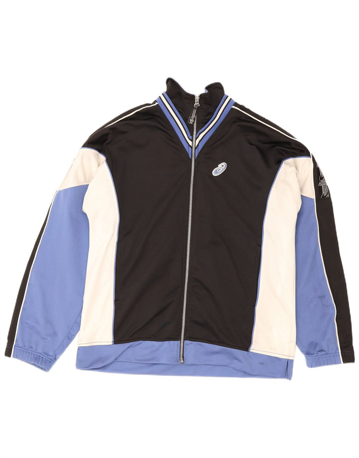 Asics Mens Graphic Tracksuit Top Jacket Medium Black Colourblock