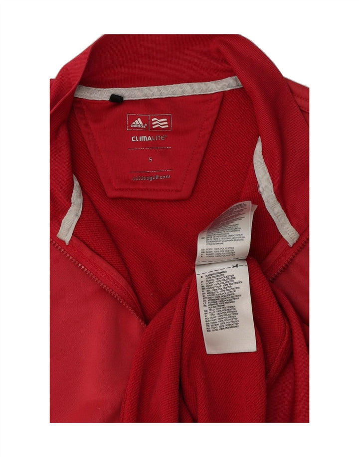 ADIDAS Mens Climalite Zip Neck Sweatshirt Jumper Small Red Polyester Vintage Adidas and Second-Hand Adidas from Messina Hembry 