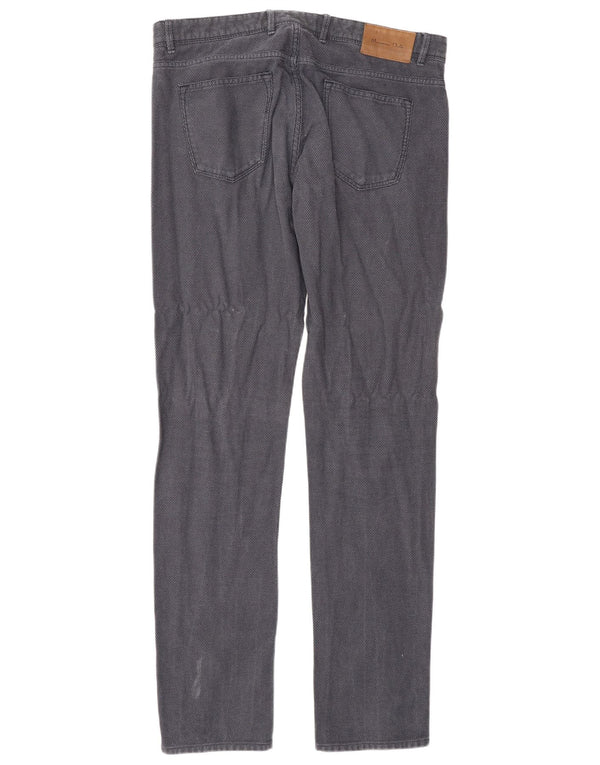 Massimo Dutti Mens Casual Trousers EU 42 Large W32 L34 Navy Blue Spotted