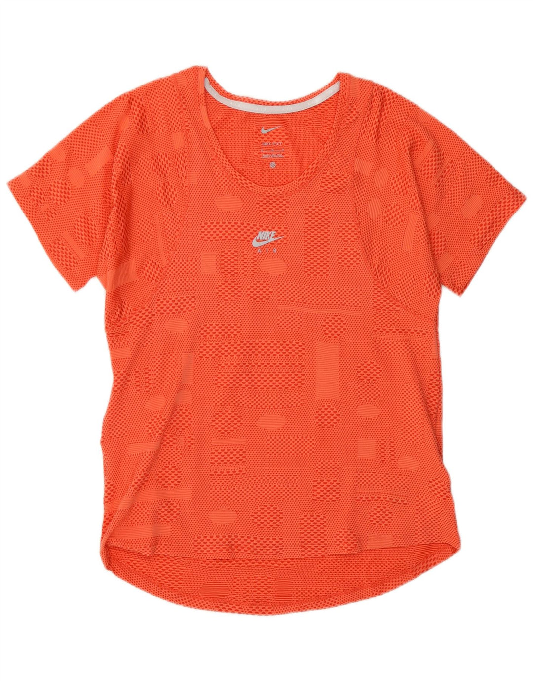 Nike Womens Dri Fit T-Shirt Top UK 12 Medium Orange Geometric Polyester