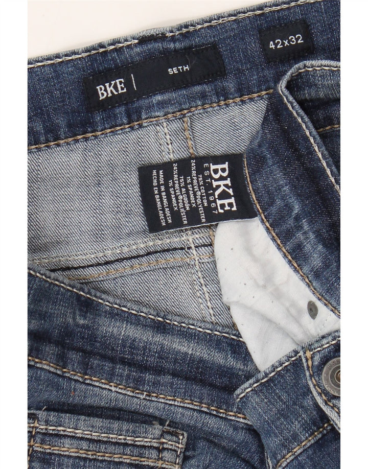 BKE Mens Seth Straight Jeans W42 L32 Blue Cotton