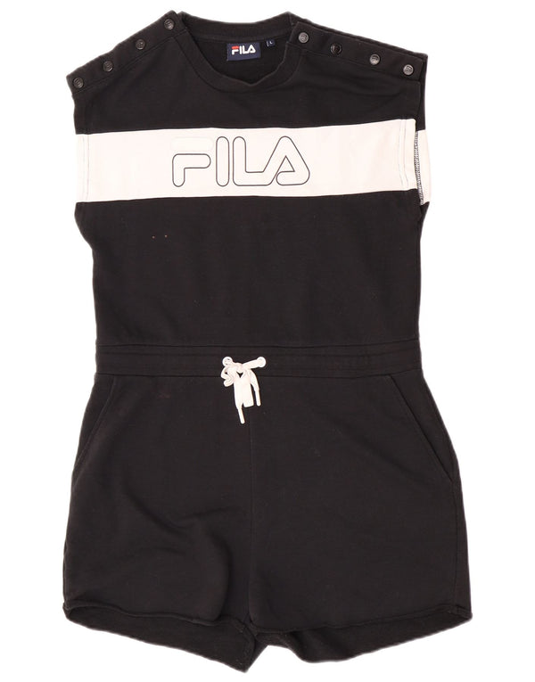 Fila Womens Graphic Sleeveless Playsuit UK 16 Large Black Colourblock
