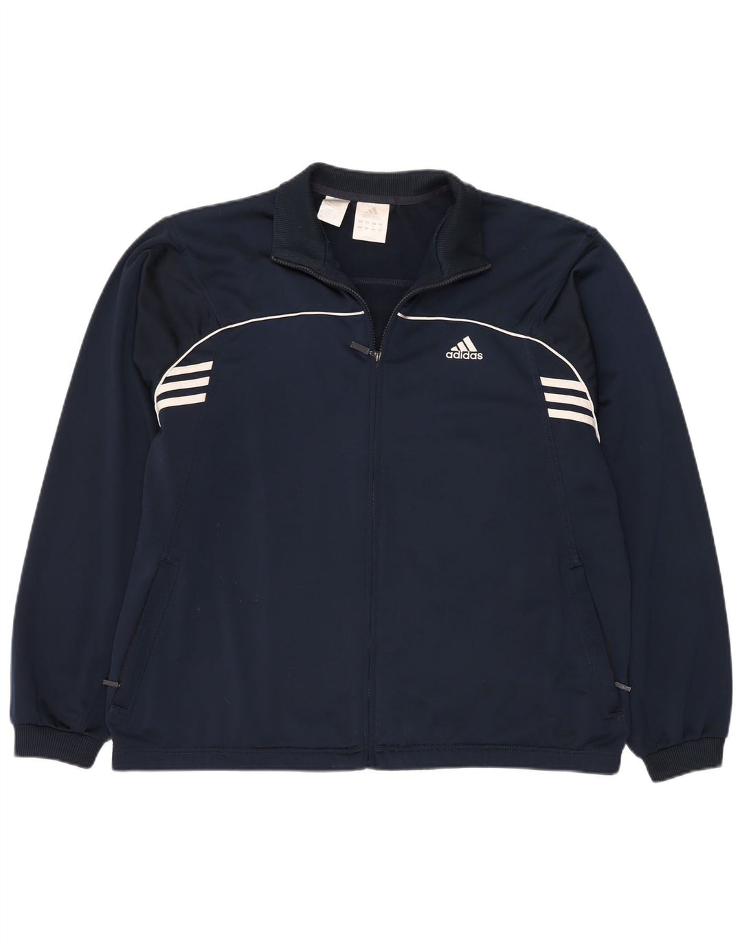 ADIDAS Mens Tracksuit Top Jacket UK 44/46 Large Navy Blue Polyester