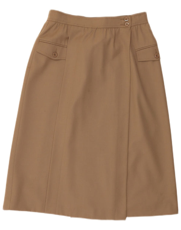Escada Womens Midi Wrap Skirt EU 38 Medium W28 Brown New Wool