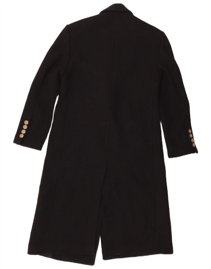 ZARA Womens Manteco Double Breasted Coat UK 14 Medium Black Wool