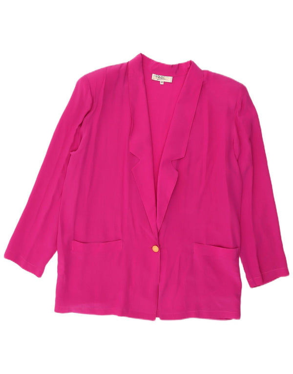 Vintage Womens 1 Button Blazer Jacket IT 46 Large Pink Silk