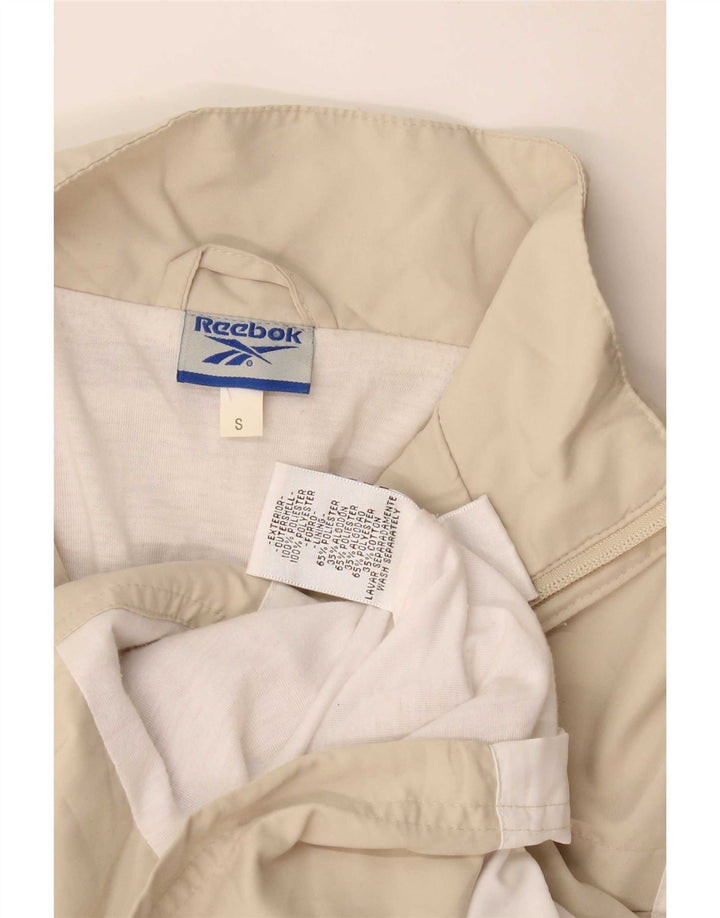 Reebok Womens Tracksuit Top Jacket UK 10 Small Beige Colourblock Polyester