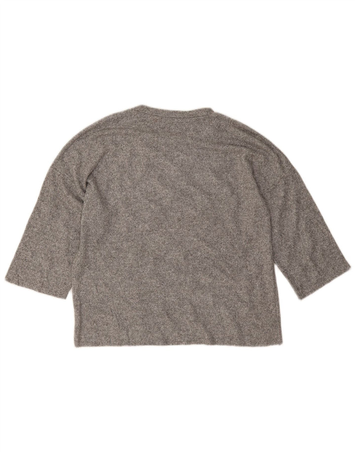 Zara Womens Oversized Top 3/4 Sleeve UK 10 Small Grey Flecked