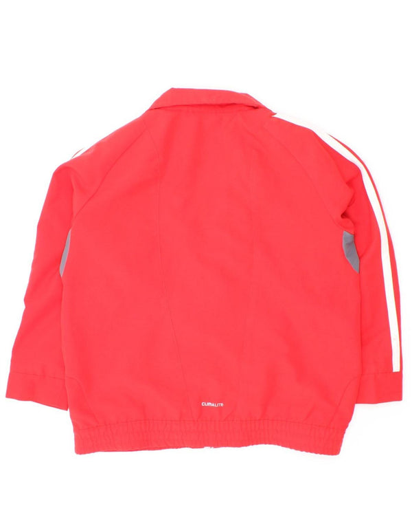 Adidas Boys Climalite Tracksuit Top Jacket 4-5 Years Red Colourblock