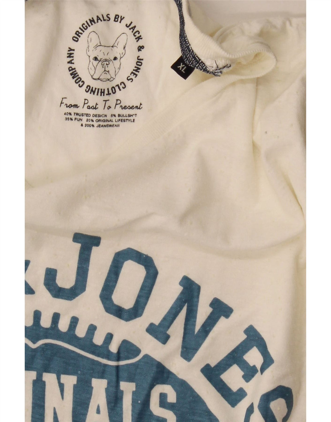 JACK & JONES Mens Graphic T-Shirt Top XL White Cotton